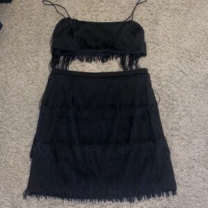 Elegant Black Fringe Skirt